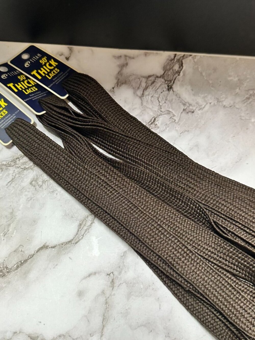 3/$30 Titan Thick Shoe Laces Dark Brown 50" Flat Wide Replacement Lot Of 3 Pairs